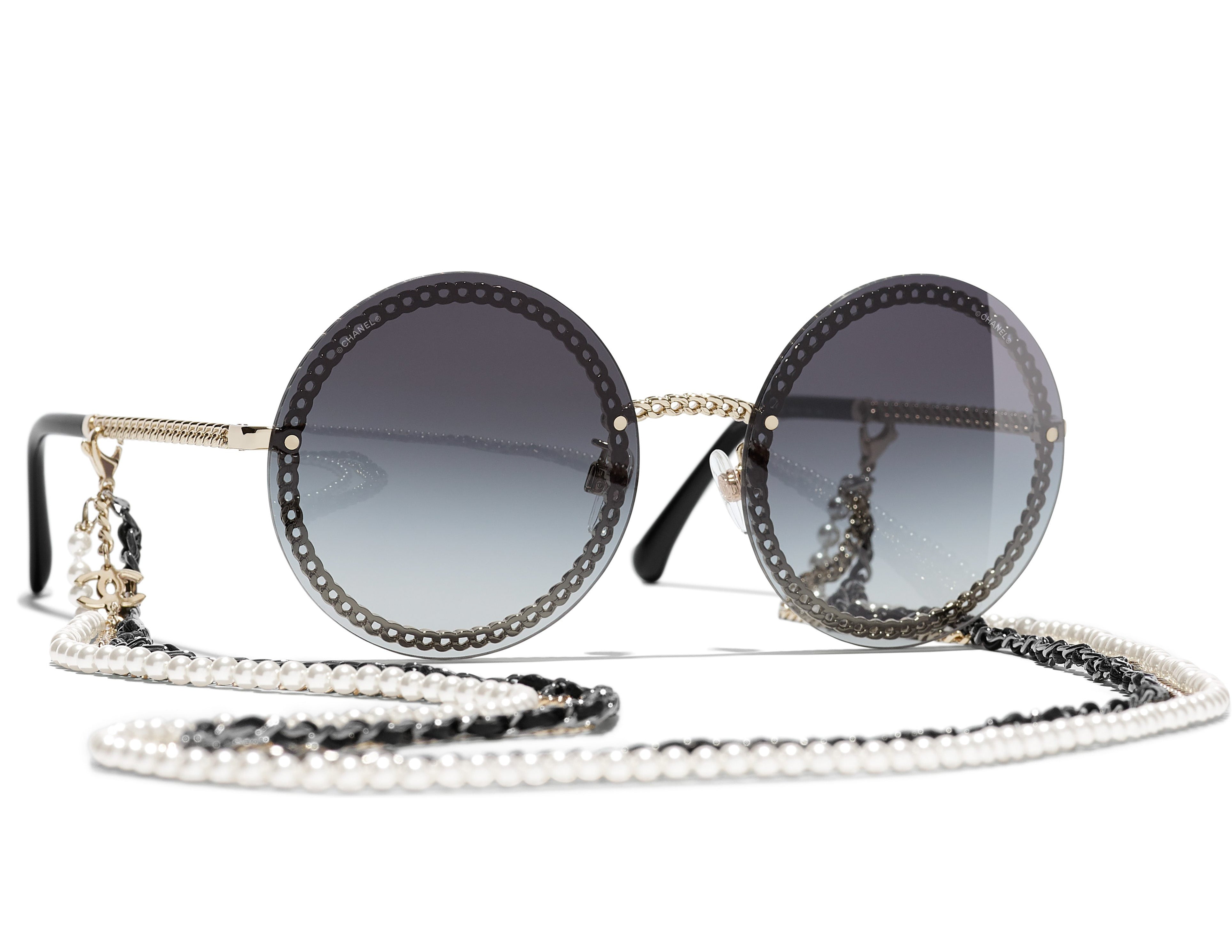 chain-detail round-frame sunglasses