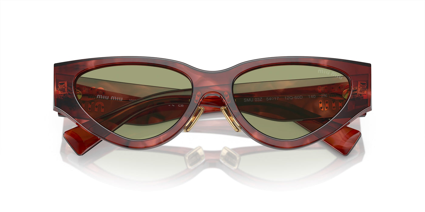 Miu Miu SMU03Z Striped Garnet/Green-Silver Mirror #colour_striped-garnet-green-silver-mirror