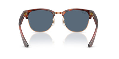 Ray-Ban Clubmaster Reverse RBR0504S Striped Havana On Rose Gold/Dark Blue #colour_striped-havana-on-rose-gold-dark-blue