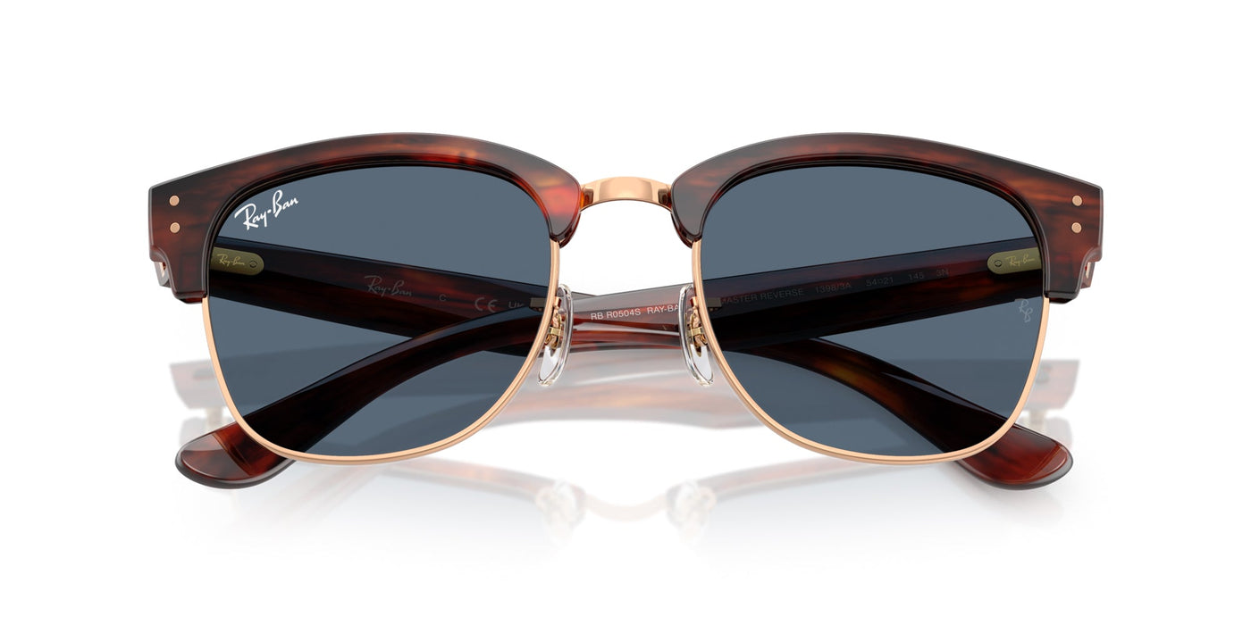 Ray-Ban Clubmaster Reverse RBR0504S Striped Havana On Rose Gold/Dark Blue #colour_striped-havana-on-rose-gold-dark-blue