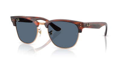 Ray-Ban Clubmaster Reverse RBR0504S Striped Havana On Rose Gold/Dark Blue #colour_striped-havana-on-rose-gold-dark-blue