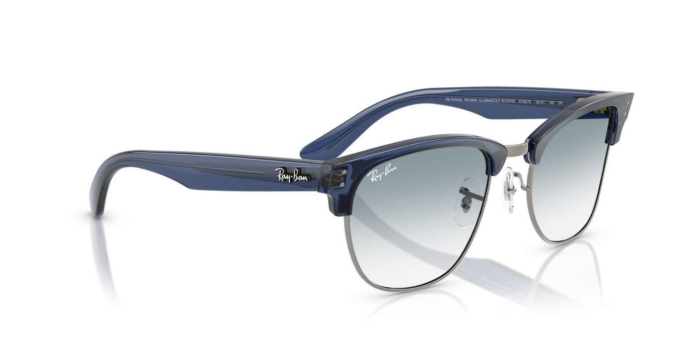 Ray-Ban Clubmaster Reverse RBR0504S Transparent Navy Blue On Gunmetal/Clear Blue Gradient #colour_transparent-navy-blue-on-gunmetal-clear-blue-gradient