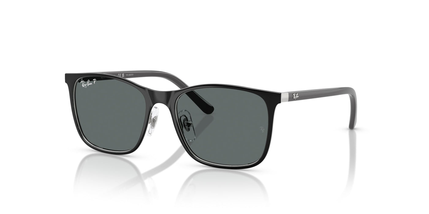 Ray-Ban Kids 0RJ9551S Black On Silver/Dark Grey #colour_black-on-silver-dark-grey