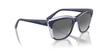 Vogue Eyewear VO5557S Blue/Transparent Lilac Glitter/Grey Gradient #colour_blue-transparent-lilac-glitter-grey-gradient