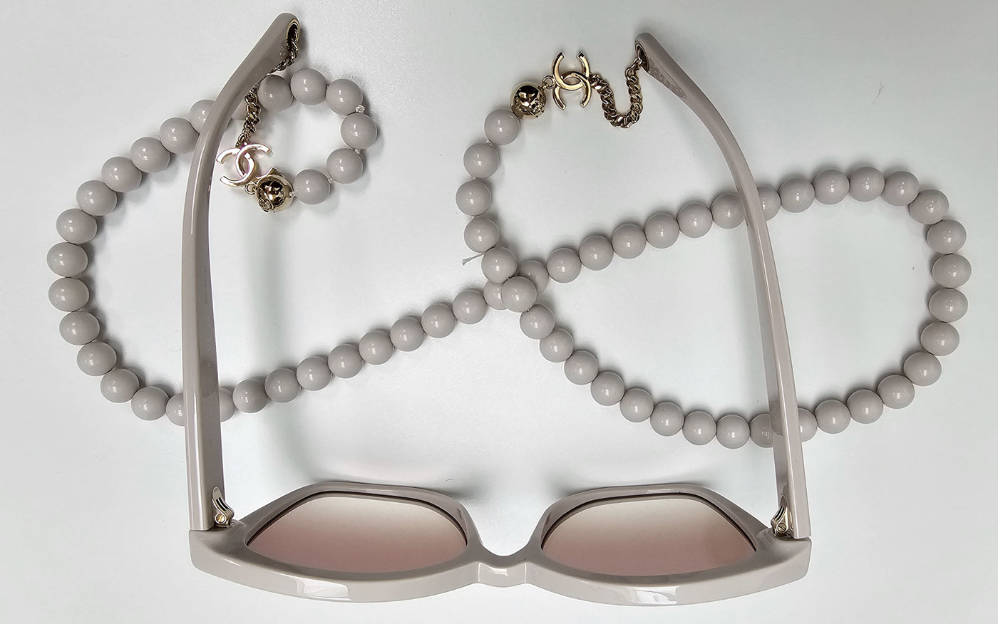 Beige Chanel Sunglasses with Chanel Chain