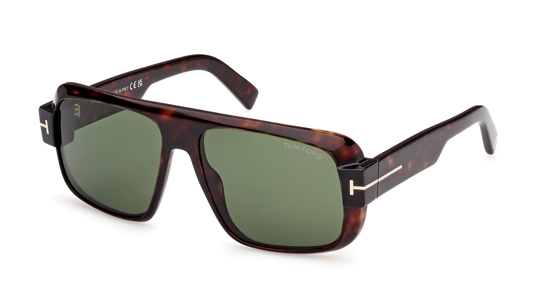 משקפי שמש Tom Ford Turner מסגרת מרובעת בצבע חום ועדשות ירוקות