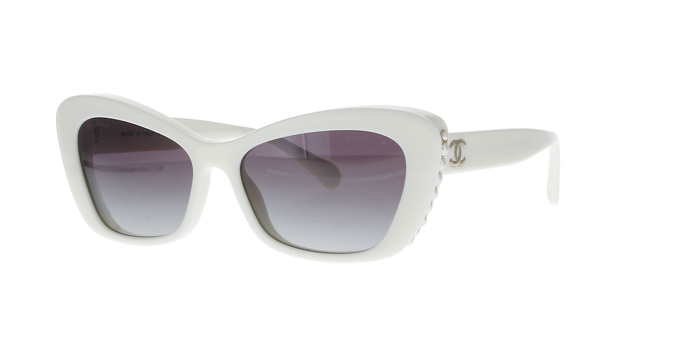 White and Pearl Cat Eye Chanel Sunglasses