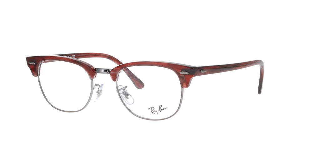 Polished Striped Red Rayban Clubmaster Frame