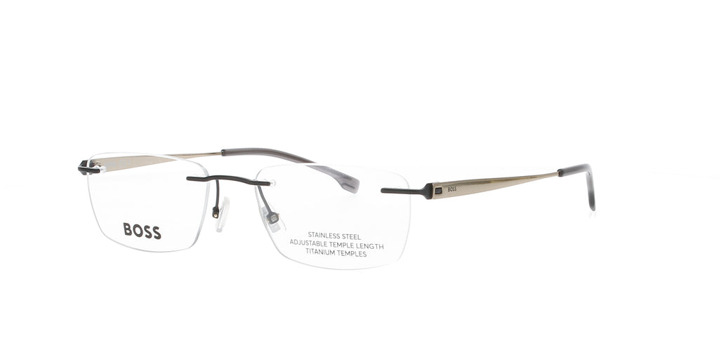 Matte Black and Titanium Rimless Hugo Boss Frame