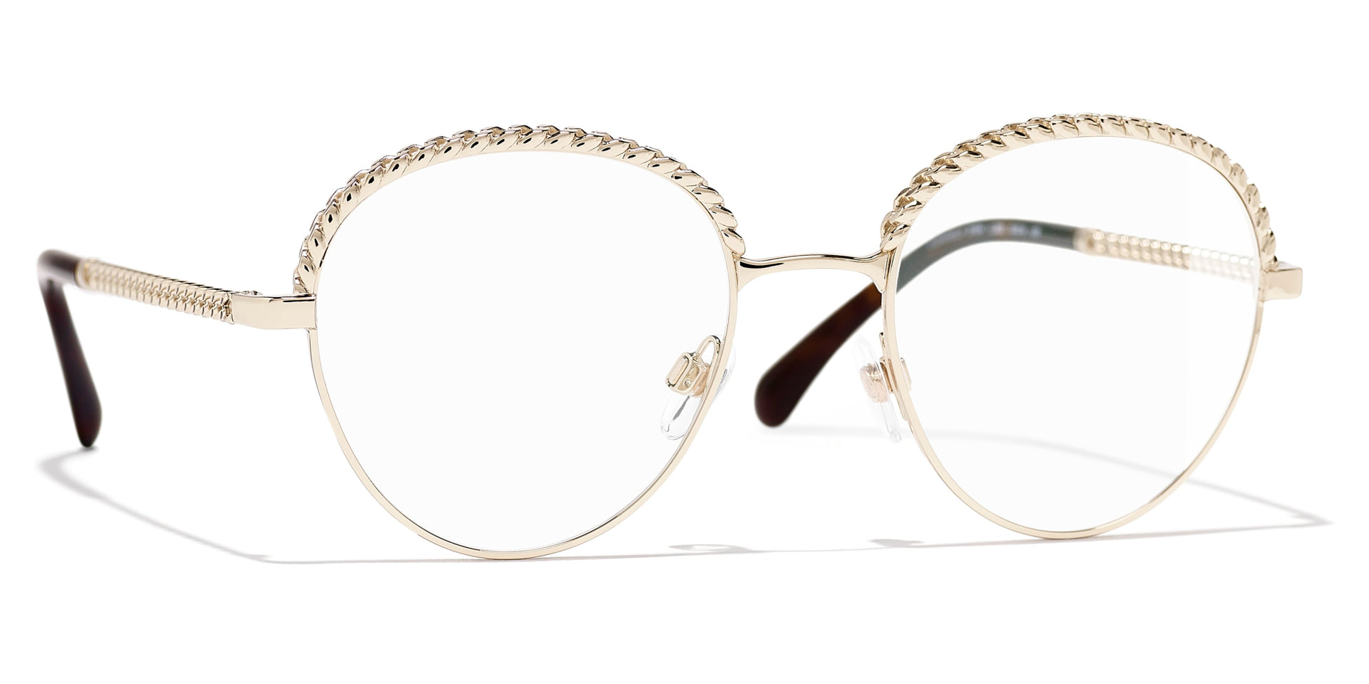 CHANEL 2184 Pantos Metal, Calfskin & Imitation Pearls Glasses