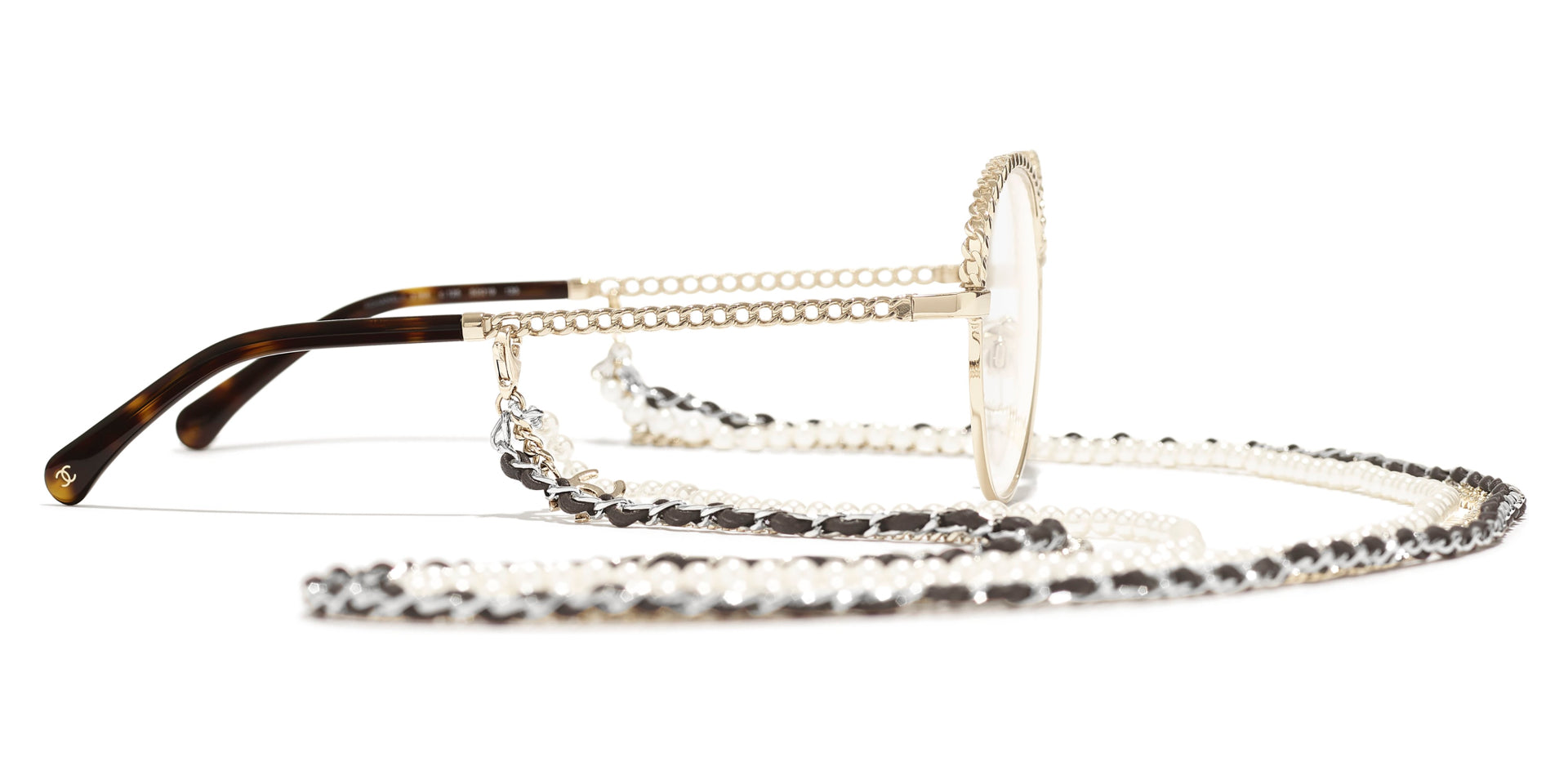 CHANEL 2184 Pantos Metal, Calfskin & Imitation Pearls Glasses