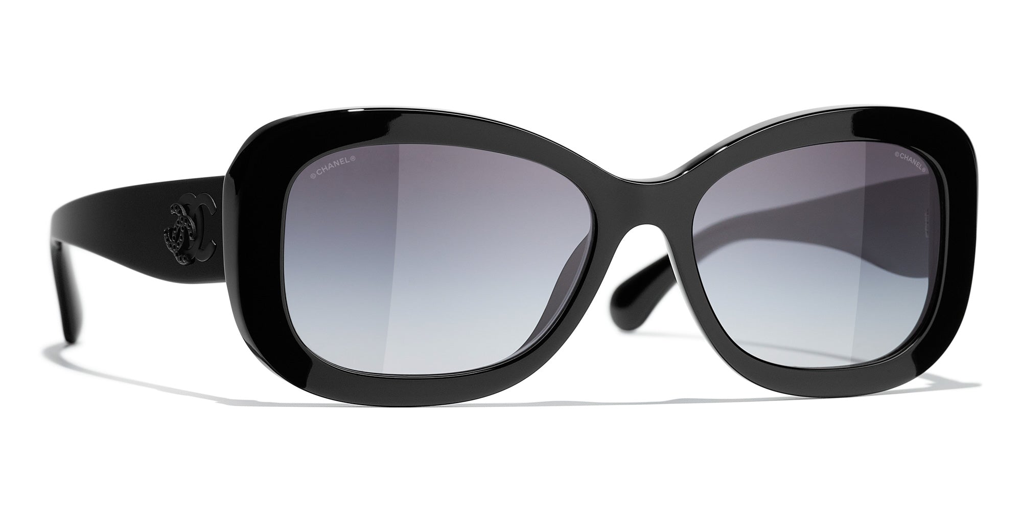 Authentic RARE CHANEL Rectangle Upside Down Black Sunglasses Italy 17282  94305  eBay