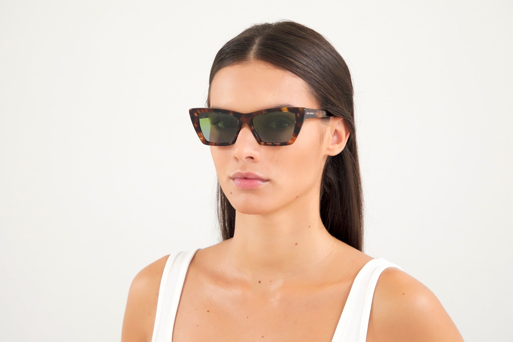 Black Mica cat-eye acetate sunglasses, Saint Laurent