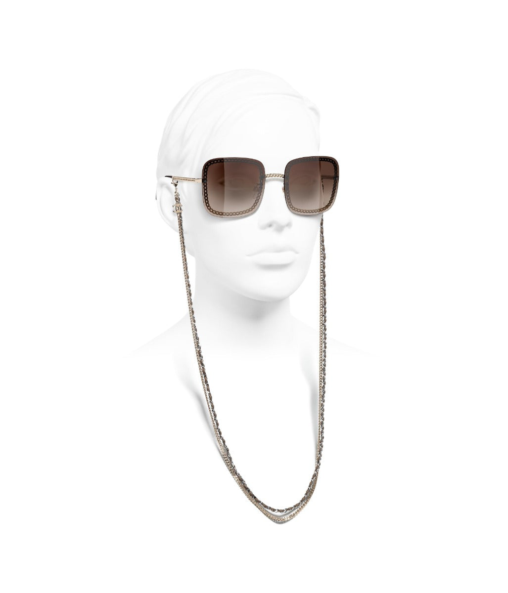 CHANEL 4244 Square Metal, Calfskin & Imitation Pearls Sunglasses | Fashion  Eyewear