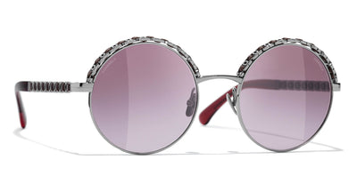 CHANEL 4265Q Round Metal & Calfskin Sunglasses | Fashion Eyewear US